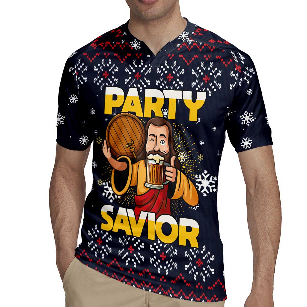 Jesus Party Savior Christmas Rugby Jersey Funny Xmas Holiday Patterns - Wonder Print Shop