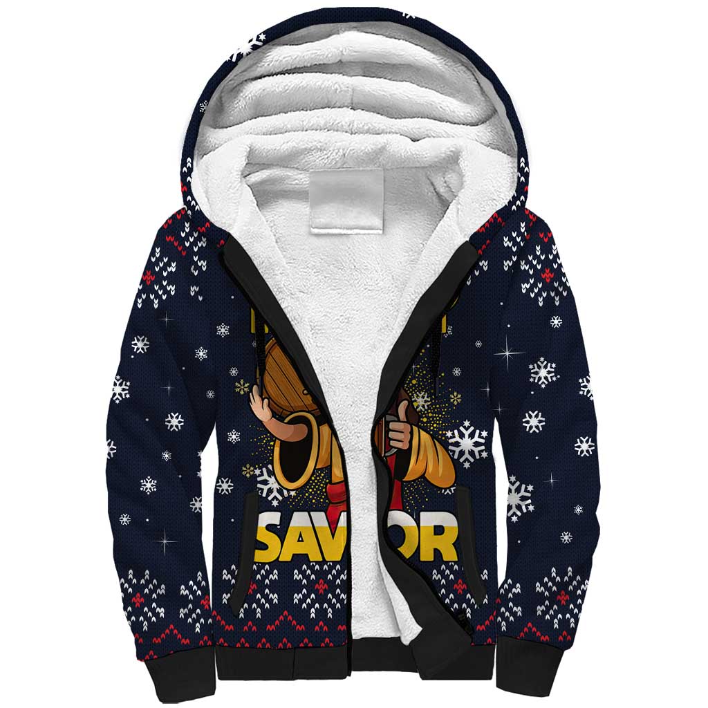 Jesus Party Savior Christmas Sherpa Hoodie Funny Xmas Holiday Patterns - Wonder Print Shop