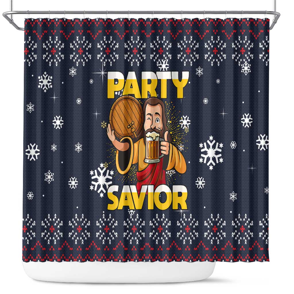 Jesus Party Savior Christmas Shower Curtain Funny Xmas Holiday Patterns - Wonder Print Shop