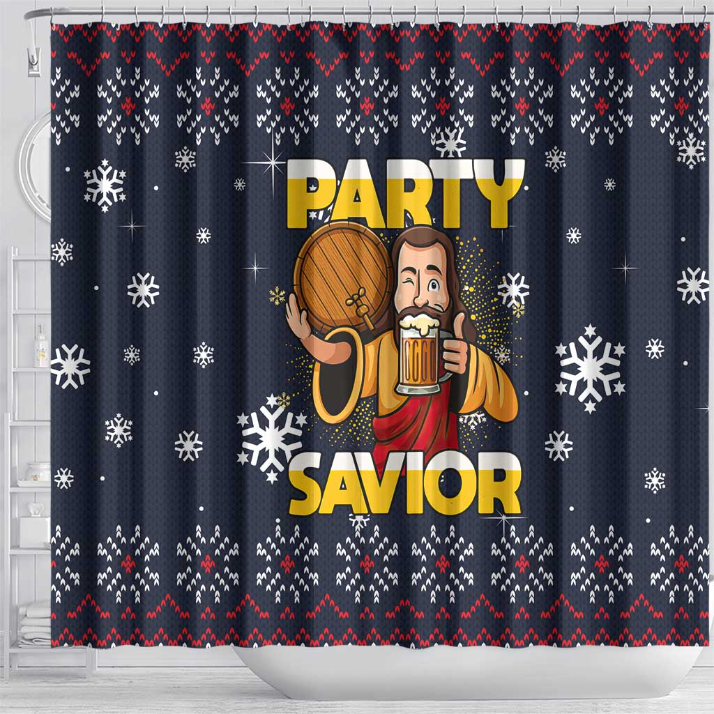Jesus Party Savior Christmas Shower Curtain Funny Xmas Holiday Patterns - Wonder Print Shop