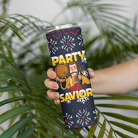 Jesus Party Savior Christmas Skinny Tumbler Funny Xmas Holiday Patterns - Wonder Print Shop