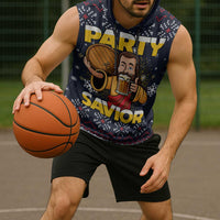 Jesus Party Savior Christmas Sleeveless Hoodie Funny Xmas Holiday Patterns - Wonder Print Shop