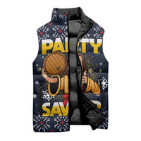 Jesus Party Savior Christmas Sleeveless Puffer Jacket Funny Xmas Holiday Patterns - Wonder Print Shop