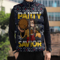 Jesus Party Savior Christmas Sleeveless Puffer Jacket Funny Xmas Holiday Patterns - Wonder Print Shop