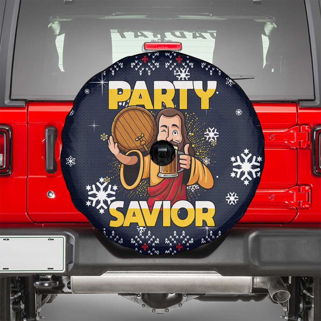 Jesus Party Savior Christmas Spare Tire Cover Funny Xmas Holiday Patterns - Wonder Print Shop