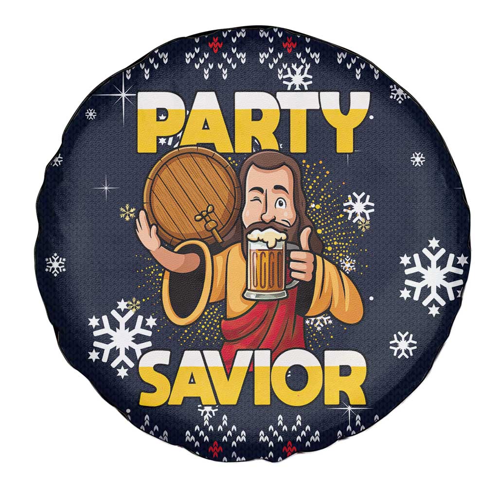Jesus Party Savior Christmas Spare Tire Cover Funny Xmas Holiday Patterns - Wonder Print Shop