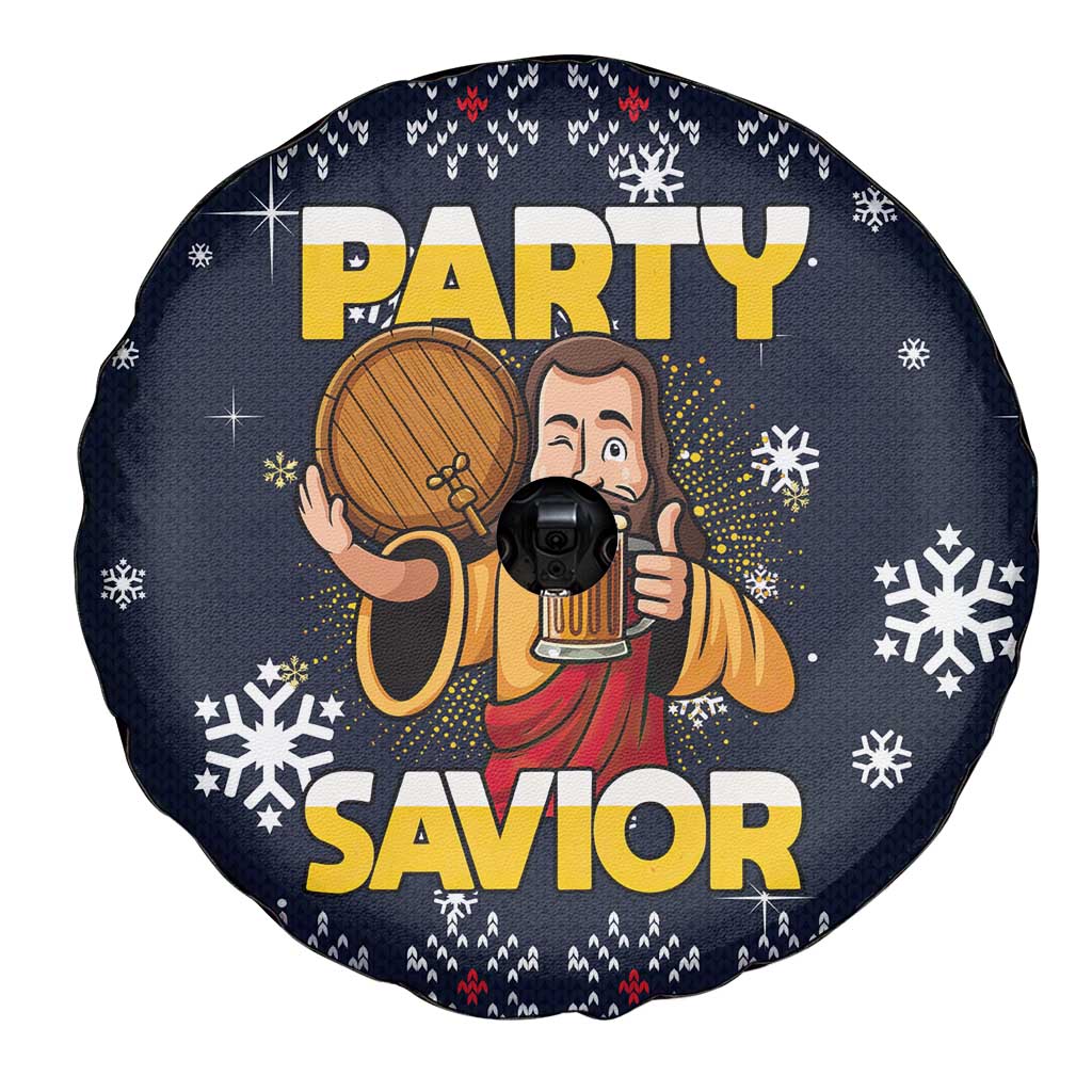 Jesus Party Savior Christmas Spare Tire Cover Funny Xmas Holiday Patterns - Wonder Print Shop