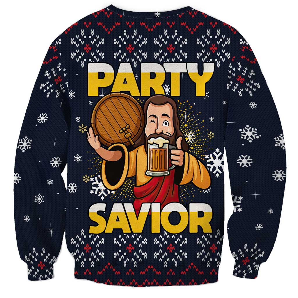 Jesus Party Savior Christmas Sweatshirt Funny Xmas Holiday Patterns - Wonder Print Shop