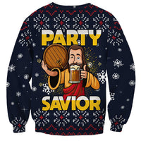 Jesus Party Savior Christmas Sweatshirt Funny Xmas Holiday Patterns - Wonder Print Shop