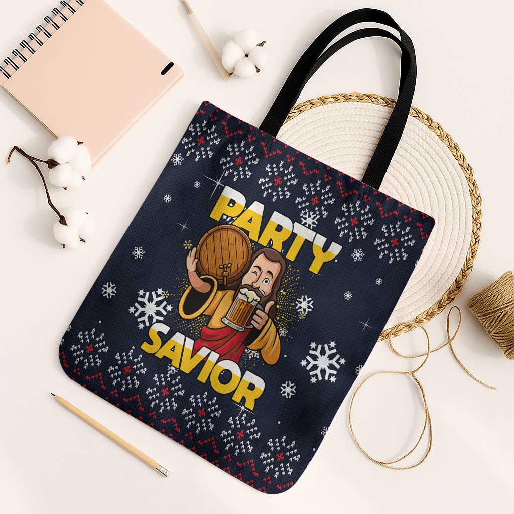 Jesus Party Savior Christmas Tote Bag Funny Xmas Holiday Patterns - Wonder Print Shop
