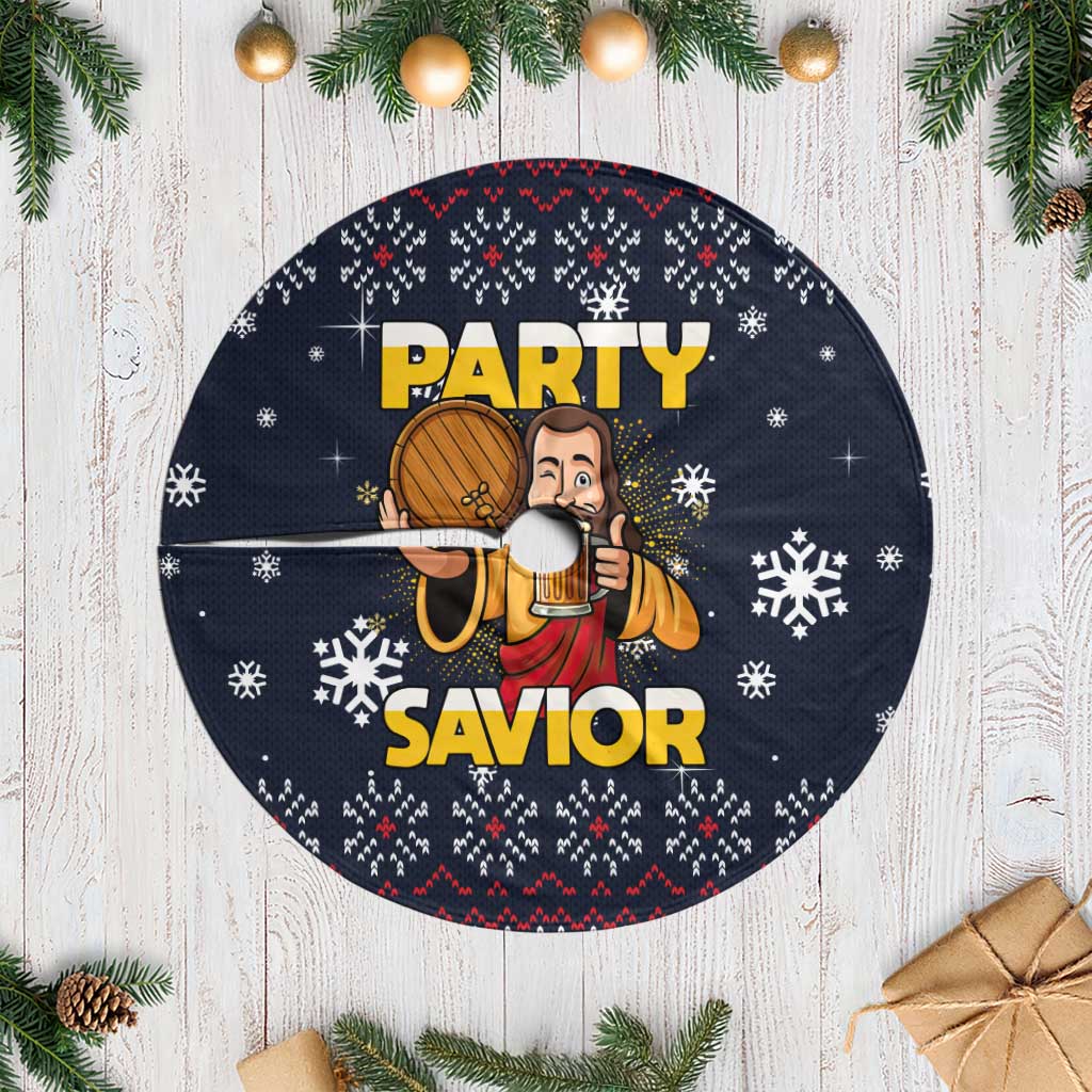 Jesus Party Savior Christmas Tree Skirt Funny Xmas Holiday Patterns - Wonder Print Shop