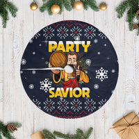 Jesus Party Savior Christmas Tree Skirt Funny Xmas Holiday Patterns - Wonder Print Shop