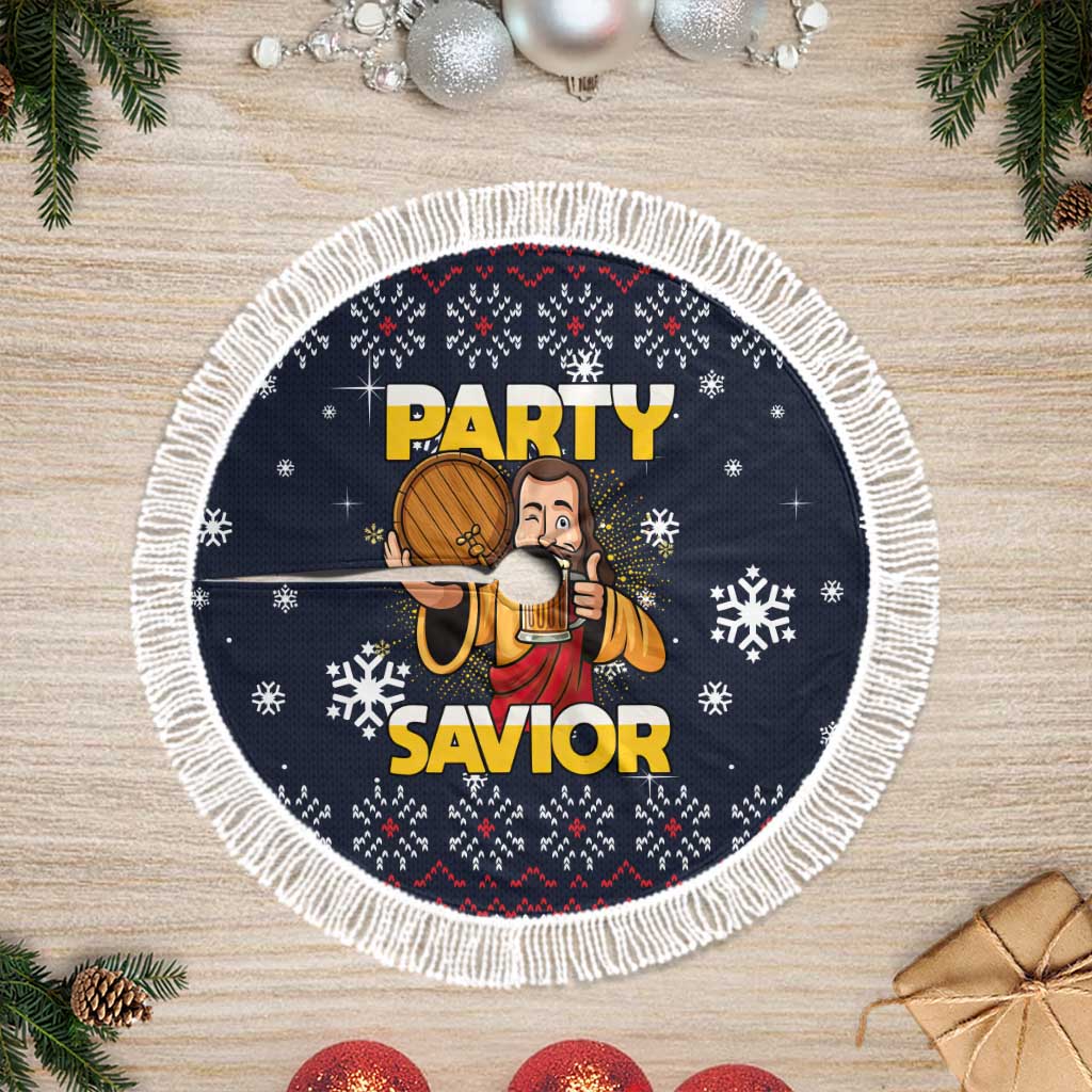 Jesus Party Savior Christmas Tree Skirt Funny Xmas Holiday Patterns - Wonder Print Shop