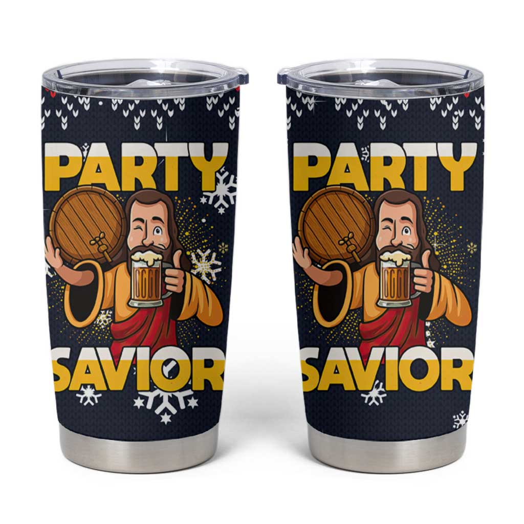 Jesus Party Savior Christmas Tumbler Cup Funny Xmas Holiday Patterns - Wonder Print Shop
