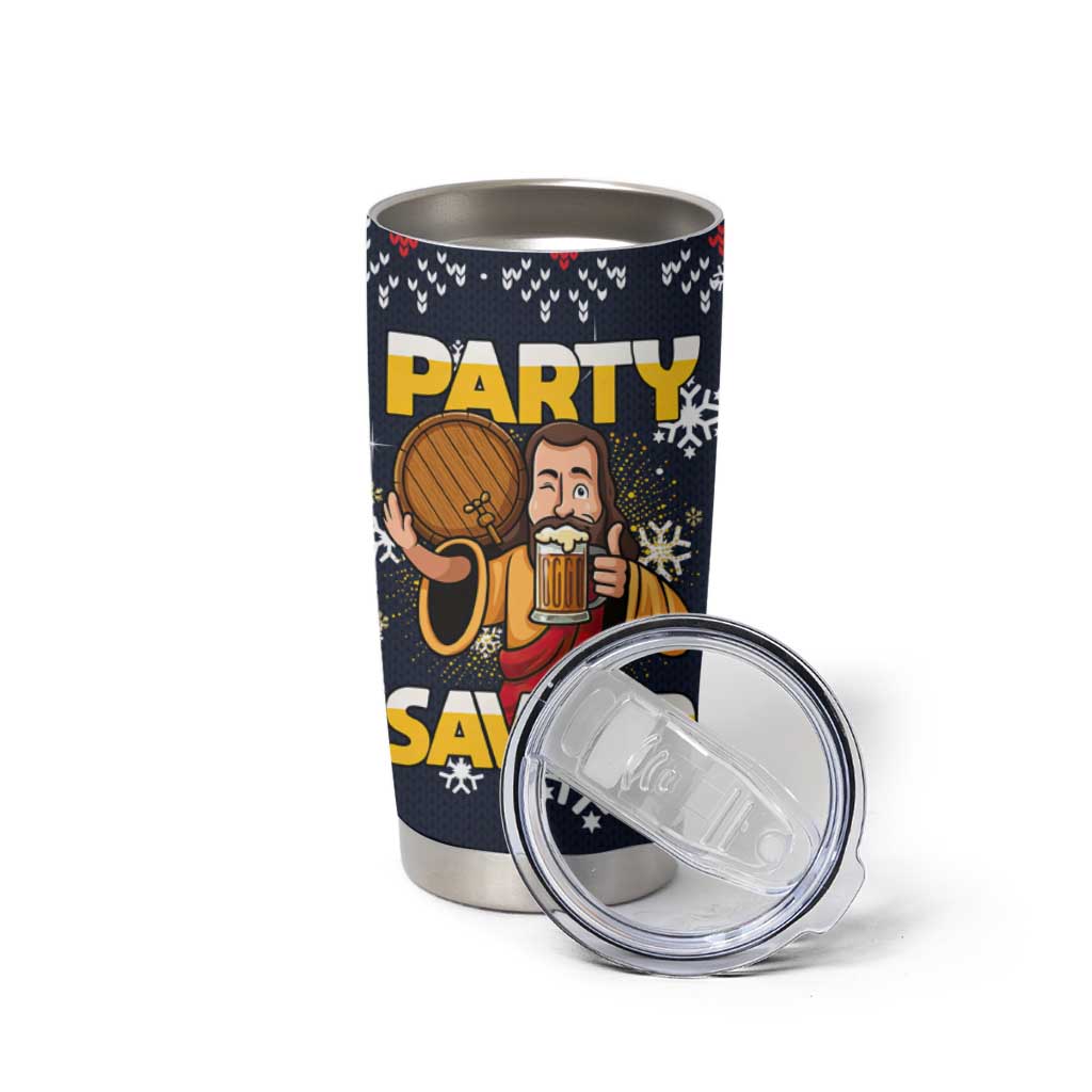 Jesus Party Savior Christmas Tumbler Cup Funny Xmas Holiday Patterns - Wonder Print Shop