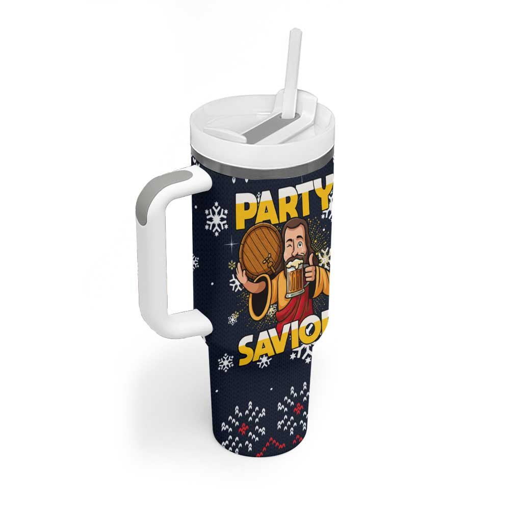 Jesus Party Savior Christmas Tumbler With Handle Funny Xmas Holiday Patterns - Wonder Print Shop