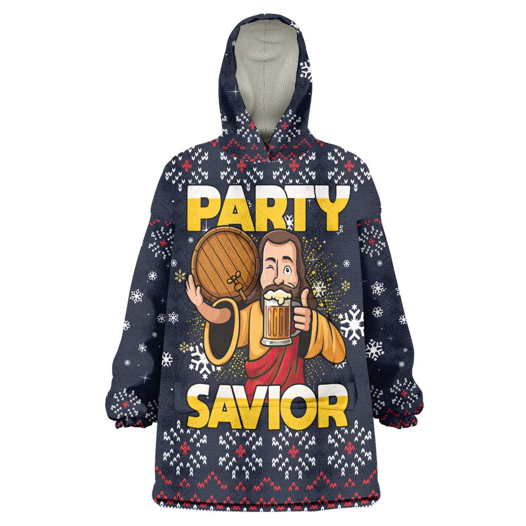 Jesus Party Savior Christmas Wearable Blanket Hoodie Funny Xmas Holiday Patterns - Wonder Print Shop