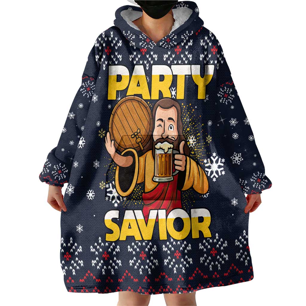 Jesus Party Savior Christmas Wearable Blanket Hoodie Funny Xmas Holiday Patterns - Wonder Print Shop