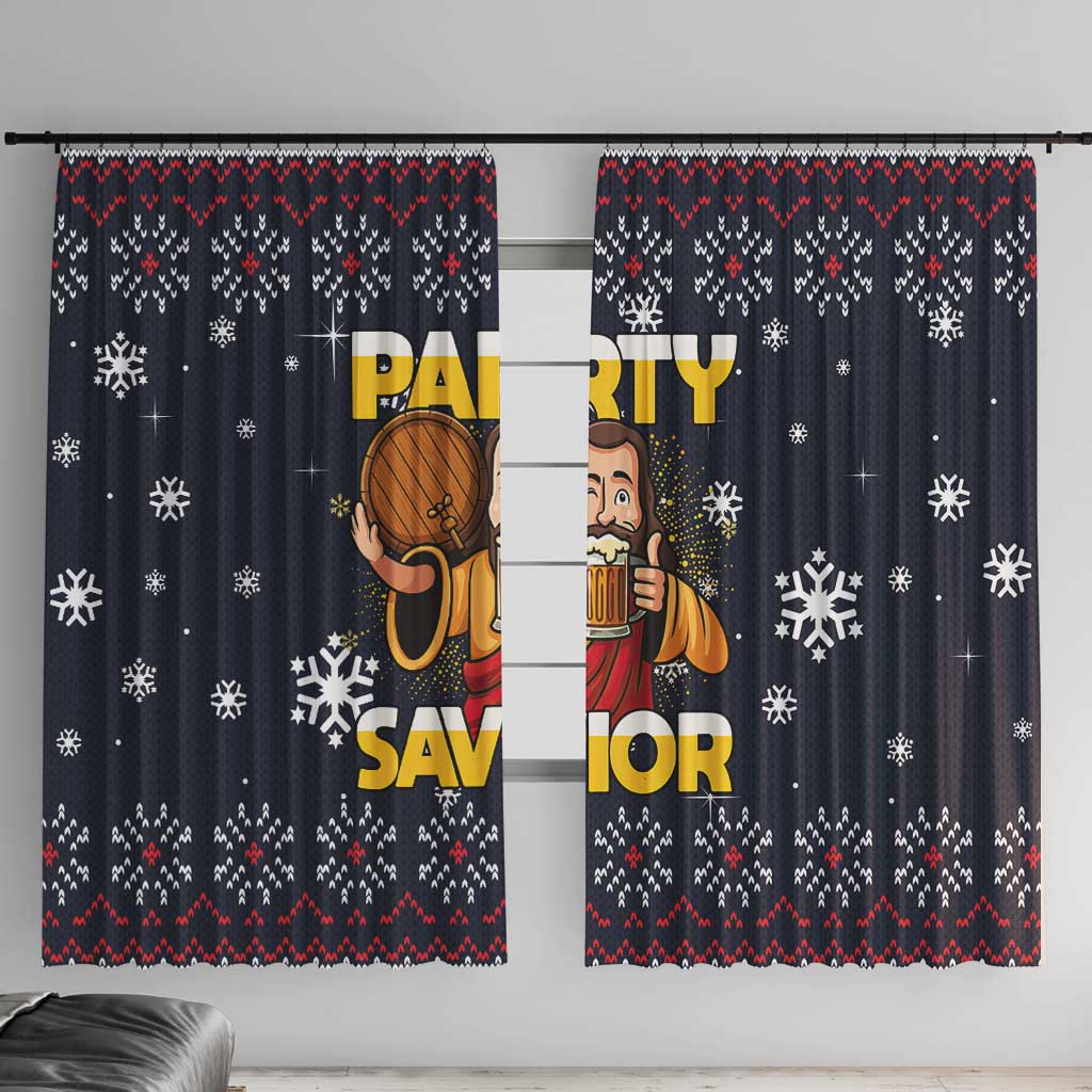 Jesus Party Savior Christmas Window Curtain Funny Xmas Holiday Patterns - Wonder Print Shop