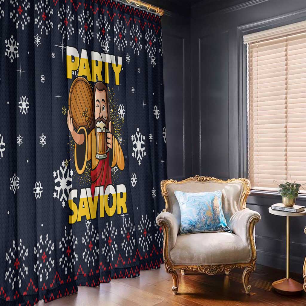 Jesus Party Savior Christmas Window Curtain Funny Xmas Holiday Patterns - Wonder Print Shop