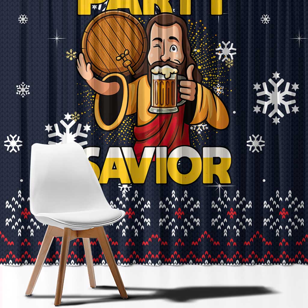 Jesus Party Savior Christmas Window Curtain Funny Xmas Holiday Patterns - Wonder Print Shop