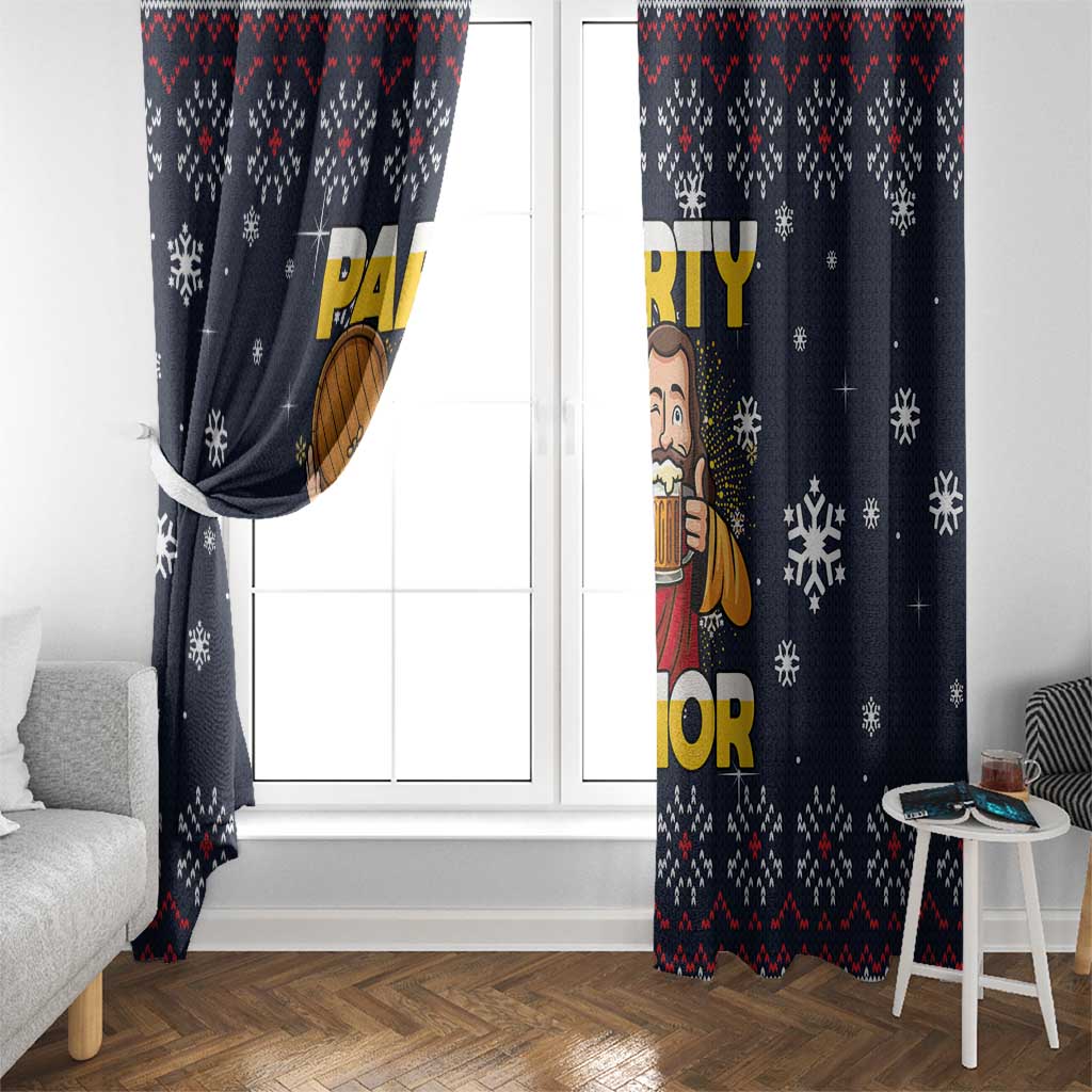 Jesus Party Savior Christmas Window Curtain Funny Xmas Holiday Patterns - Wonder Print Shop