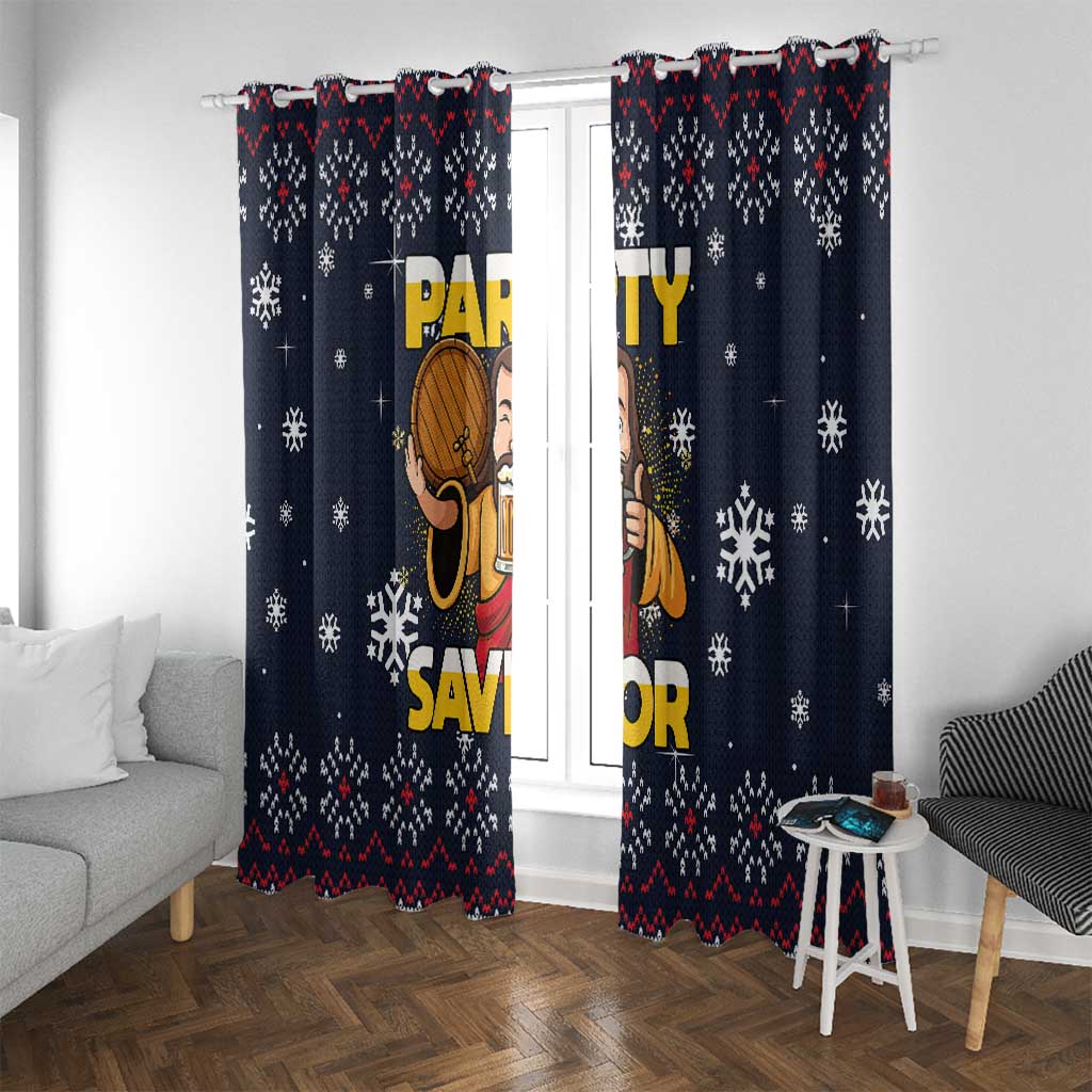 Jesus Party Savior Christmas Window Curtain Funny Xmas Holiday Patterns - Wonder Print Shop