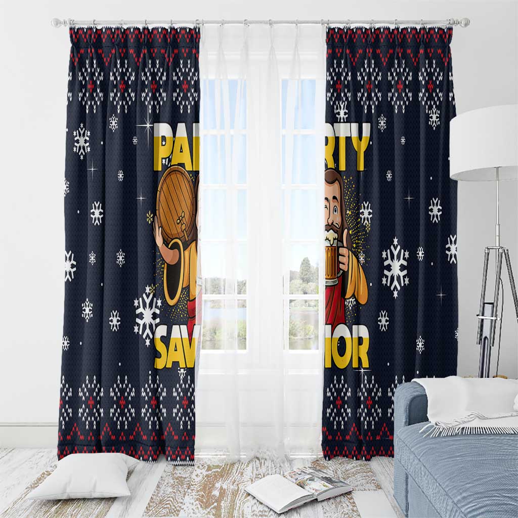 Jesus Party Savior Christmas Window Curtain Funny Xmas Holiday Patterns - Wonder Print Shop