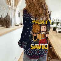 Jesus Party Savior Christmas Women Casual Shirt Funny Xmas Holiday Patterns - Wonder Print Shop
