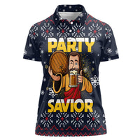 Jesus Party Savior Christmas Women Polo Shirt Funny Xmas Holiday Patterns - Wonder Print Shop