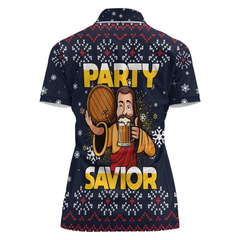 Jesus Party Savior Christmas Women Polo Shirt Funny Xmas Holiday Patterns - Wonder Print Shop