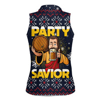 Jesus Party Savior Christmas Women Sleeveless Polo Shirt Funny Xmas Holiday Patterns - Wonder Print Shop