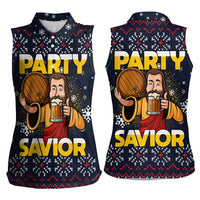 Jesus Party Savior Christmas Women Sleeveless Polo Shirt Funny Xmas Holiday Patterns - Wonder Print Shop