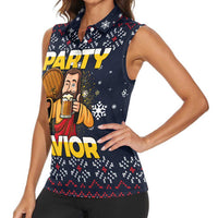 Jesus Party Savior Christmas Women Sleeveless Polo Shirt Funny Xmas Holiday Patterns - Wonder Print Shop