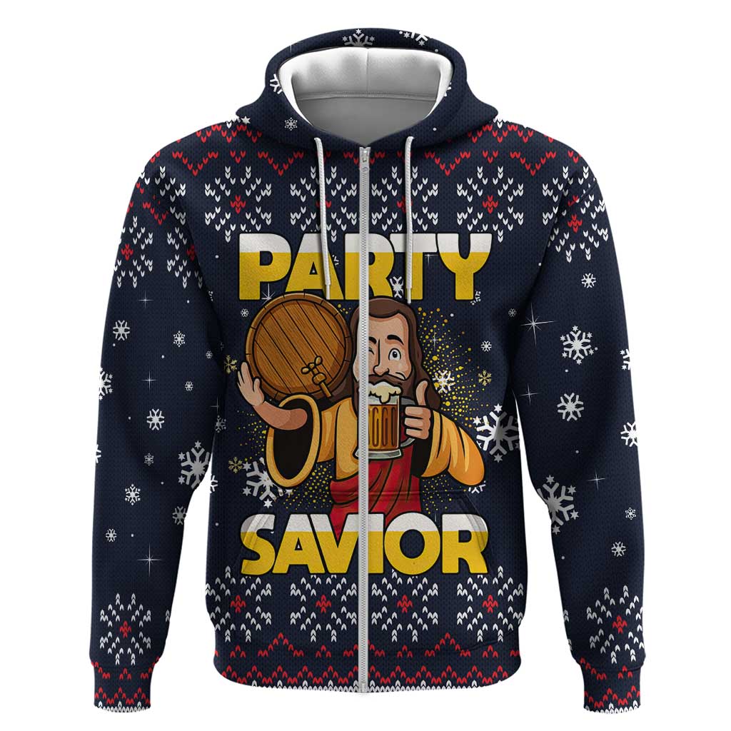 Jesus Party Savior Christmas Zip Hoodie Funny Xmas Holiday Patterns - Wonder Print Shop