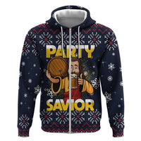 Jesus Party Savior Christmas Zip Hoodie Funny Xmas Holiday Patterns - Wonder Print Shop