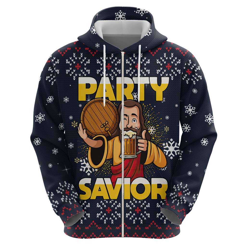 Jesus Party Savior Christmas Zip Hoodie Funny Xmas Holiday Patterns - Wonder Print Shop