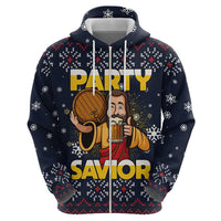 Jesus Party Savior Christmas Zip Hoodie Funny Xmas Holiday Patterns - Wonder Print Shop
