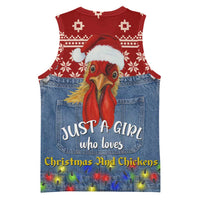 Just A Girl Who Loves Christmas And Chickens Christmas Basketball Jersey Funny Xmas Holiday Patterns - Wonder Print Shop