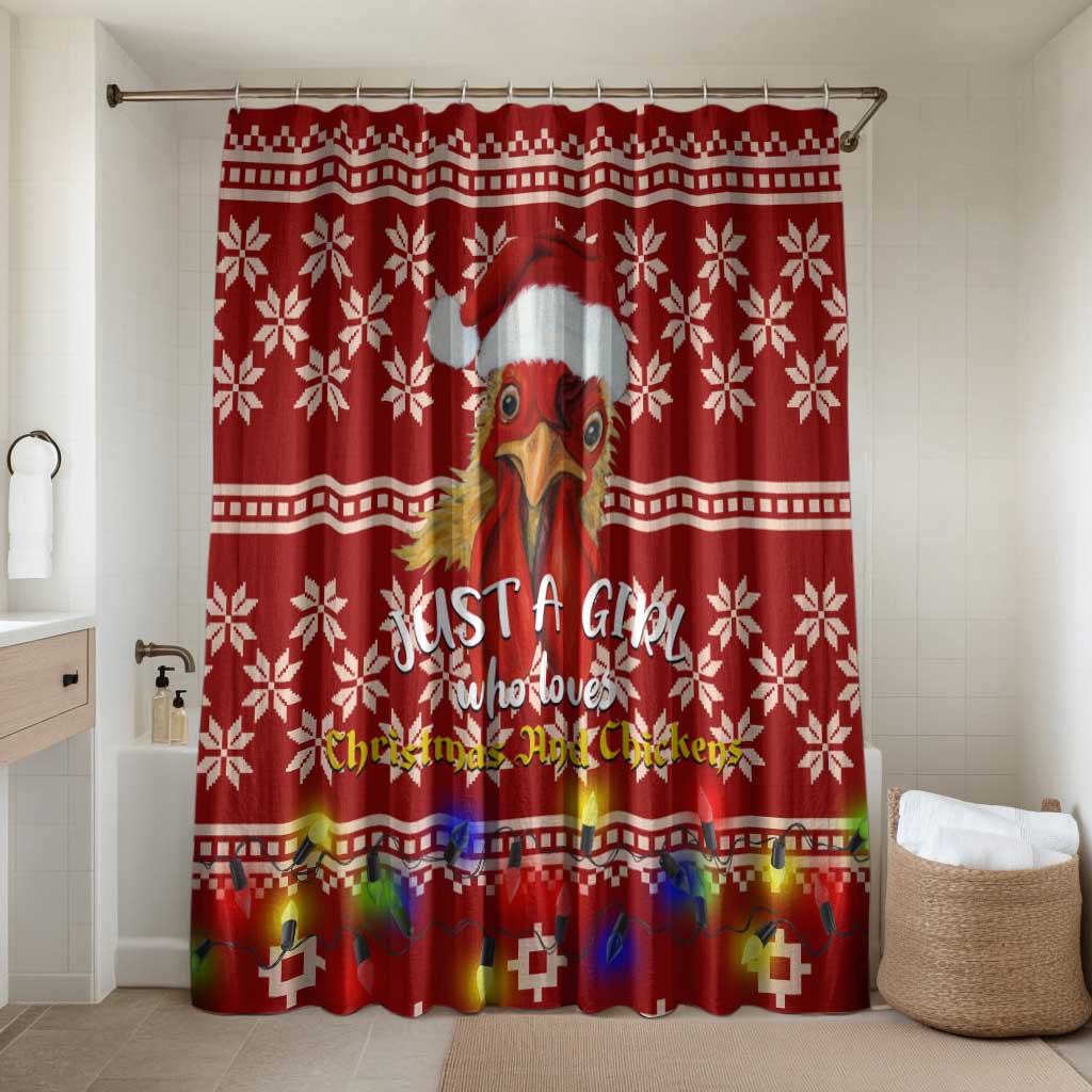 Just A Girl Who Loves Christmas And Chickens Christmas Bathroom Set Funny Xmas Holiday Patterns - Wonder Print Shop