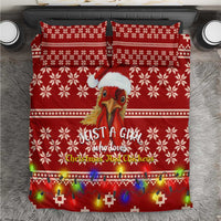 Just A Girl Who Loves Christmas And Chickens Christmas Bedding Set Funny Xmas Holiday Patterns - Wonder Print Shop