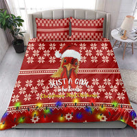 Just A Girl Who Loves Christmas And Chickens Christmas Bedding Set Funny Xmas Holiday Patterns - Wonder Print Shop
