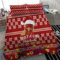 Just A Girl Who Loves Christmas And Chickens Christmas Bedding Set Funny Xmas Holiday Patterns - Wonder Print Shop