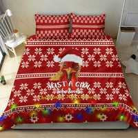 Just A Girl Who Loves Christmas And Chickens Christmas Bedding Set Funny Xmas Holiday Patterns - Wonder Print Shop