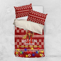 Just A Girl Who Loves Christmas And Chickens Christmas Bedding Set Funny Xmas Holiday Patterns - Wonder Print Shop
