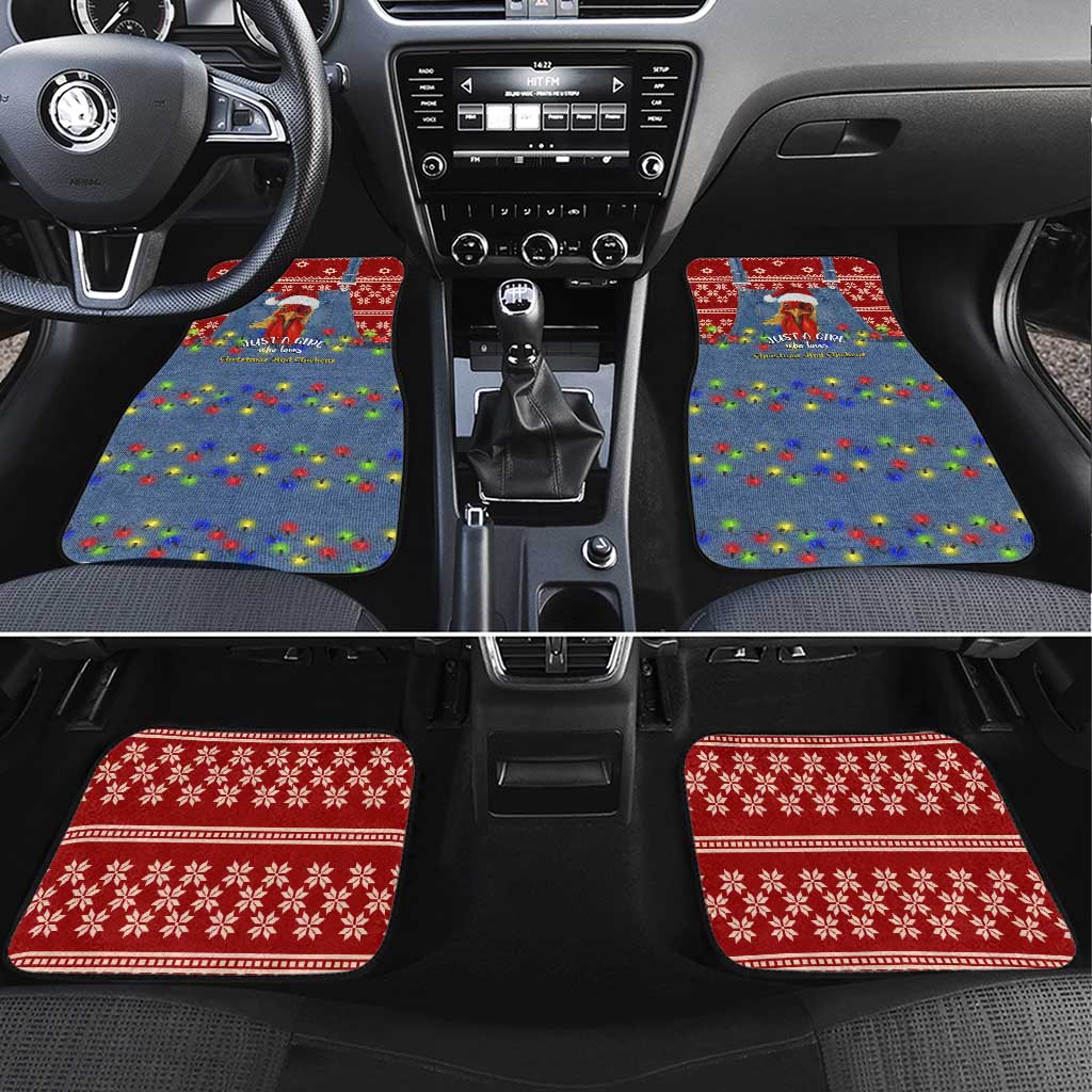 Just A Girl Who Loves Christmas And Chickens Christmas Car Mats Funny Xmas Holiday Patterns - Wonder Print Shop
