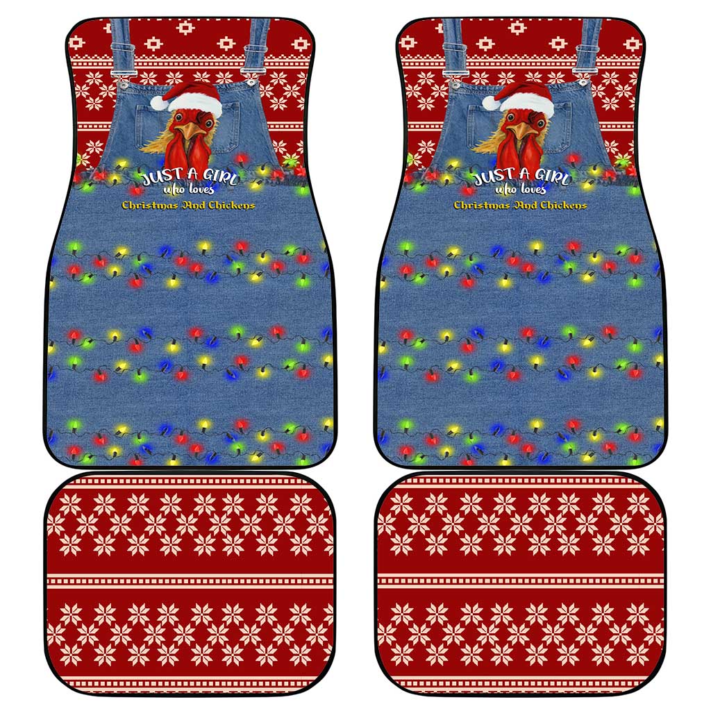 Just A Girl Who Loves Christmas And Chickens Christmas Car Mats Funny Xmas Holiday Patterns - Wonder Print Shop