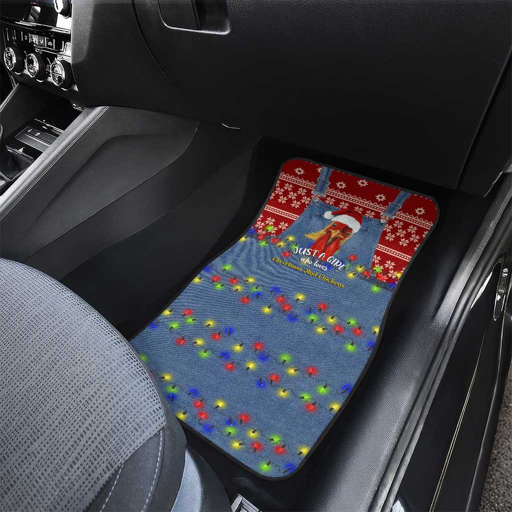 Just A Girl Who Loves Christmas And Chickens Christmas Car Mats Funny Xmas Holiday Patterns - Wonder Print Shop