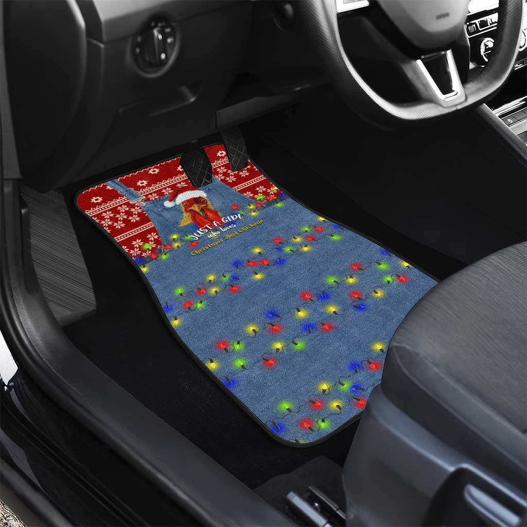 Just A Girl Who Loves Christmas And Chickens Christmas Car Mats Funny Xmas Holiday Patterns - Wonder Print Shop