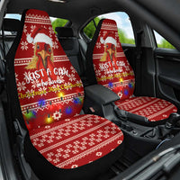 Just A Girl Who Loves Christmas And Chickens Christmas Car Seat Cover Funny Xmas Holiday Patterns - Wonder Print Shop